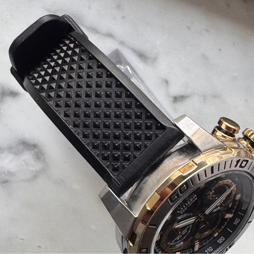Citizen Eco Drive B620 Chronograph Watch • Black Dial • New Rubber Strap - Picture 8 of 12